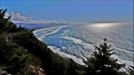 Nature sand trees sunlight sea seafoam beach wallpaper