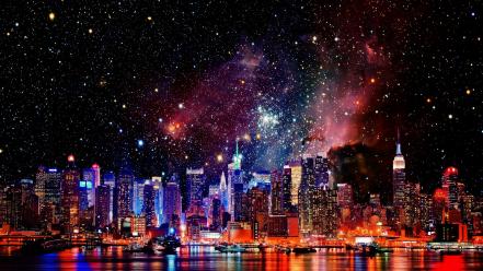 Outer space galaxies new york city cities wallpaper