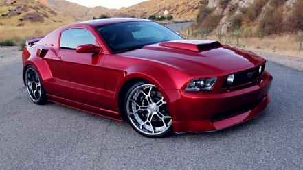 Red tuning ford mustang gt body wallpaper