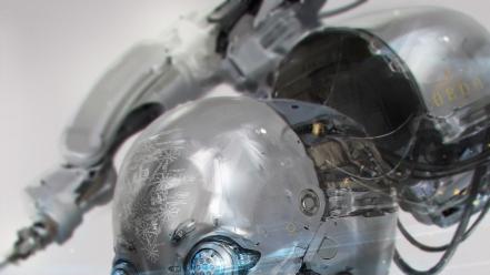 Robots futuristic cyborgs head artwork wallpaper