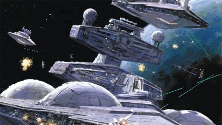 Star destroyer wars x-wing artwork futuristic wallpaper