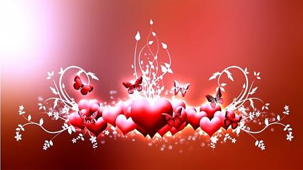 Abstract red love hearts wallpaper