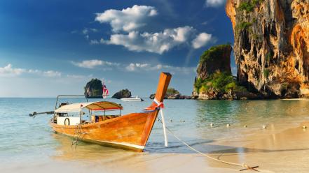 Boats thailand thai beach wallpaper