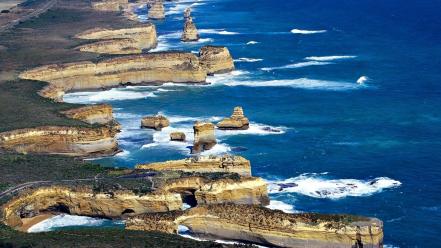 Grass cliffs roads australia twelves apostles beach wallpaper