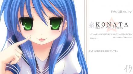 Lucky star blue hair green eyes izumi konata wallpaper