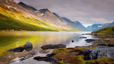 Mountains clouds landscapes rivers wallpaper