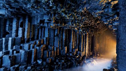 Nocturnal scotland cave caves columns wallpaper