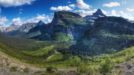 Summer valleys glacier panorama ravines national park wallpaper