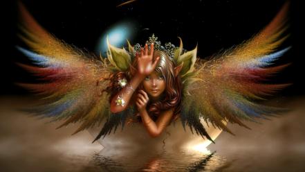 Digital art elves fantasy wings wallpaper