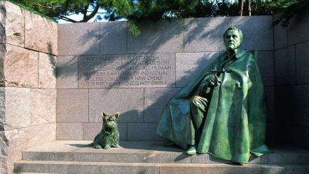 Franklin d. roosevelt washington dc dogs men statues wallpaper