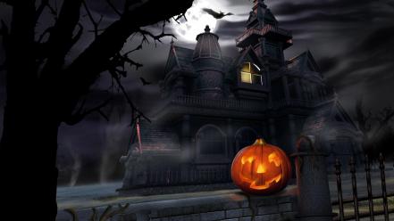 Halloween castle at night wallpaper