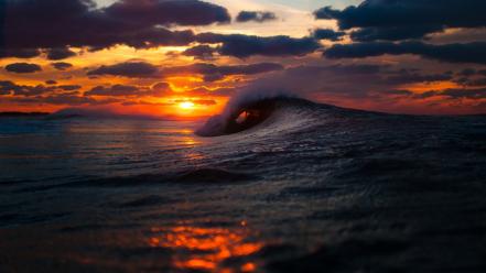 Ocean waves sunset wallpaper