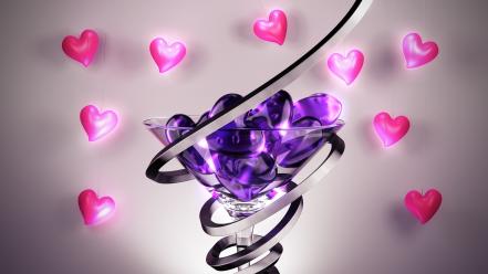 Purple pink love hearts wallpaper