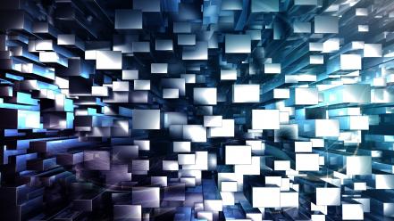 3d abstract blocks blue cubes wallpaper