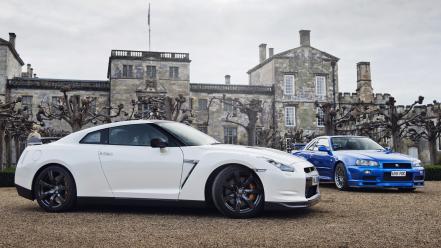 Blue white cars nissan r35 gt-r wallpaper