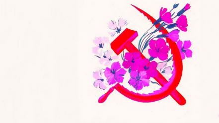 Communism flowers communist hammer and sickle wallpaper