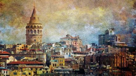 Galata tower istanbul turkey cities cityscapes wallpaper