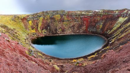 Iceland blue crater lake green lakes wallpaper