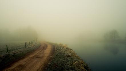 Landscapes fog dirt roads wallpaper