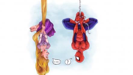 Rapunzel spider-man tangled barefoot crossovers wallpaper