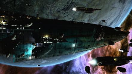 Futuristic spaceships science fiction wallpaper