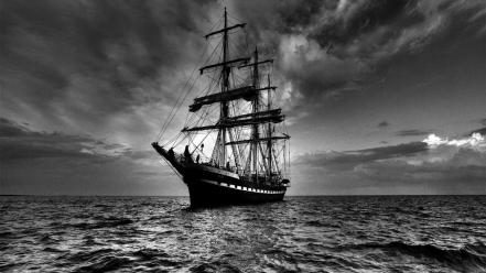 Sailing Ship In Dark wallpaper