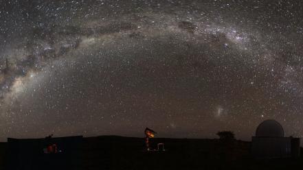 Sun stars moon milky way skyscapes wallpaper