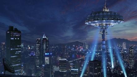 Buildings futuristic science fiction skyscrapers wallpaper
