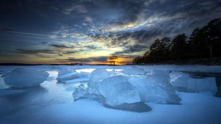 Clouds icebergs landscapes nature trees wallpaper