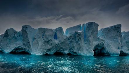 Dawn dark cold antarctica iceberg sea oceanscape wallpaper