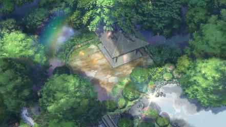 Makoto shinkai the garden of words artwork clouds wallpaper