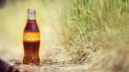 Nuka cola quantum bottles drinks grass wallpaper