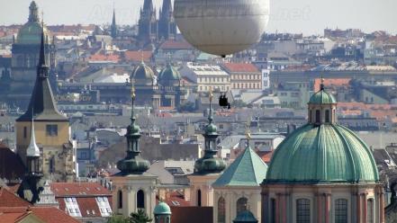 Prague balloons cityscapes hot air wallpaper