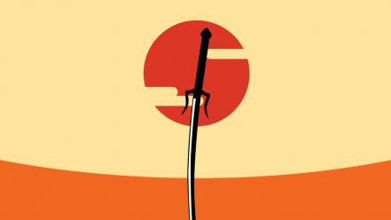 Samurai champloo sun minimalistic katana weapons drawings swords wallpaper