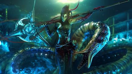 Sorceress fantasy art snakes wallpaper