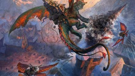 Artwork digital art dragons fantasy landscapes wallpaper