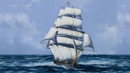 Artwork ocean paintings sailing ships wallpaper
