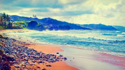 Barbados beaches clouds landscapes mountains wallpaper