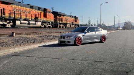 Bmw m3 e46 cars roads trains wallpaper