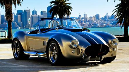 Shelby cobra cars cities retro skyscrapers wallpaper