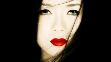 Asians ziyi zhang blue eyes geisha make up wallpaper