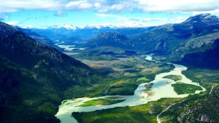 Baker chile patagonia without dams clouds forests wallpaper