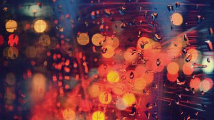 Bokeh glass lights macro rain wallpaper