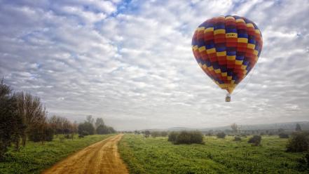 Clouds flight hot air balloons plains wallpaper