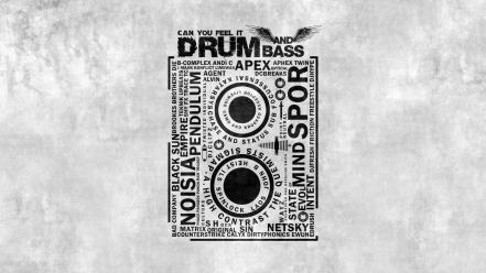 Drum and bass music text wallpaper