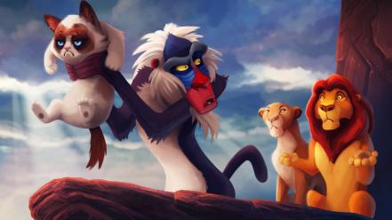 Grumpy cat the lion king tsaoshin artwork disney wallpaper