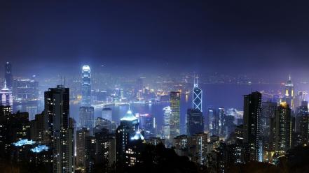 Hong kong cities city lights landscapes night wallpaper