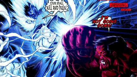 Marvel comics red hulk thor heroes wallpaper