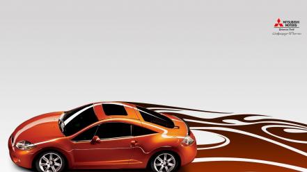 Mitsubishi cars orange white background wallpaper