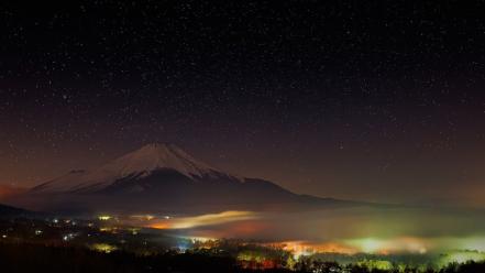 Mt. fuji cities clouds landscapes mountains wallpaper